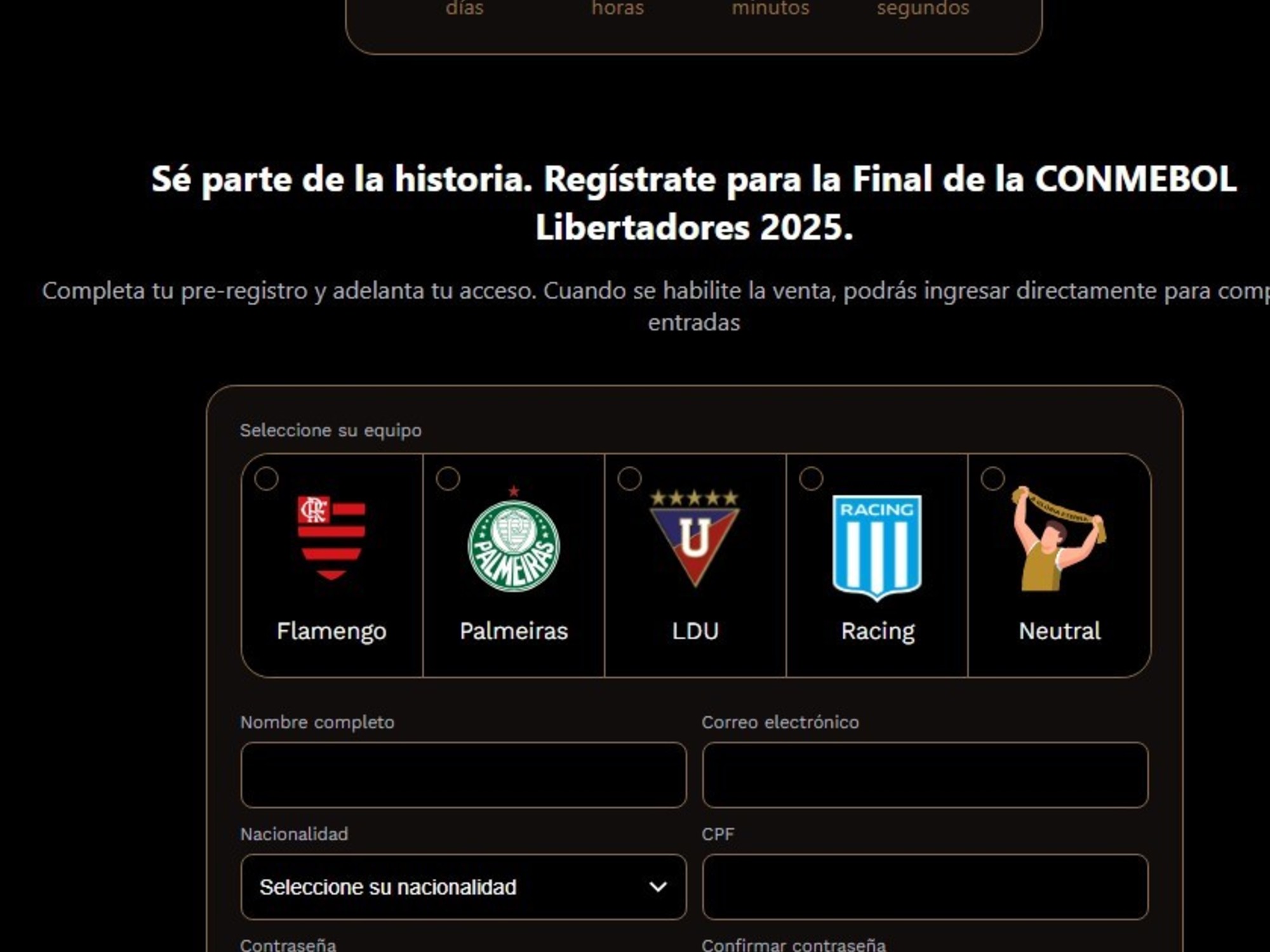 Pre-registro abierto para entradas de la Final Libertadores