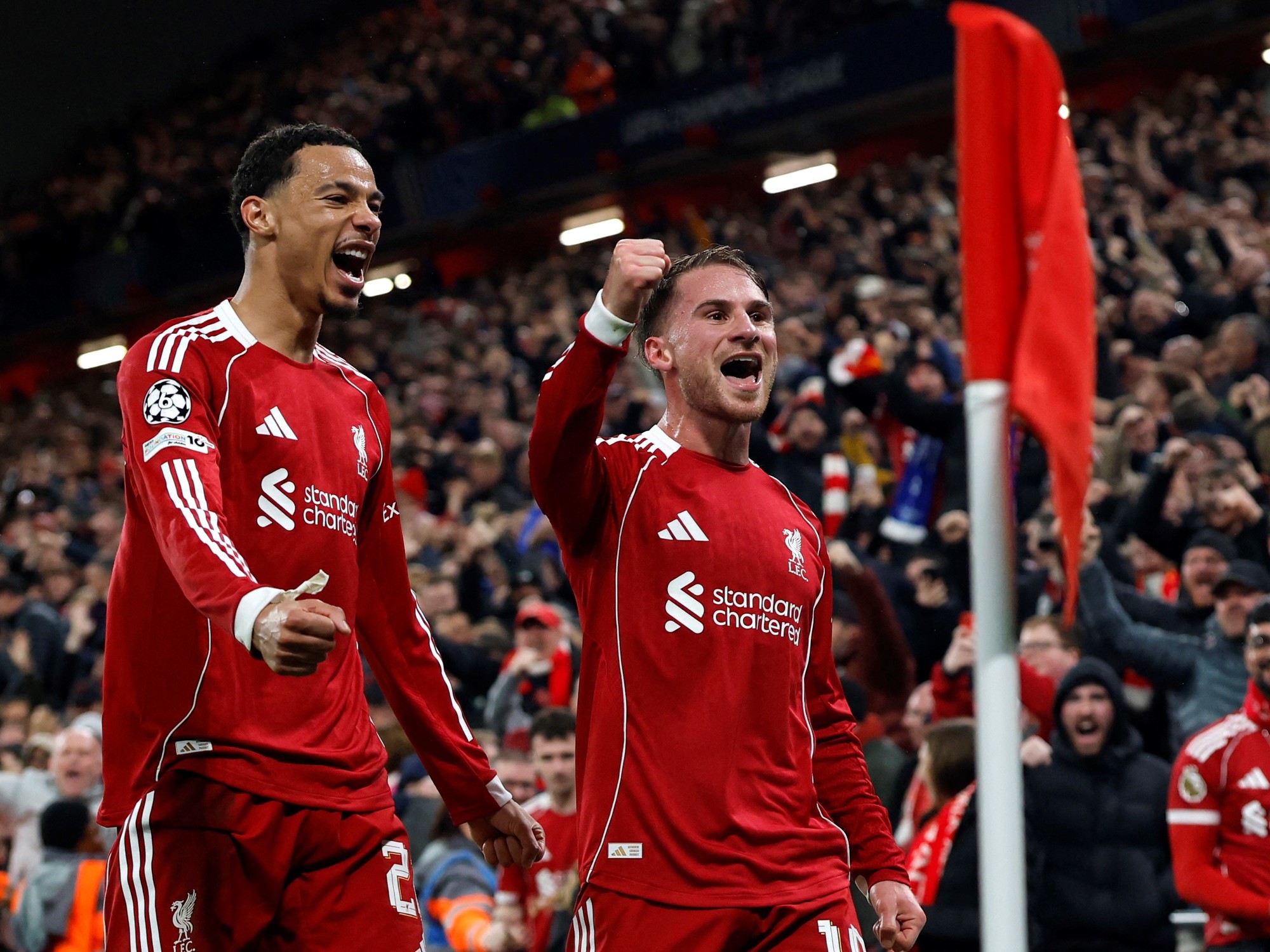 Gol de cabeza de Mac Allister al Real Madrid en Champions