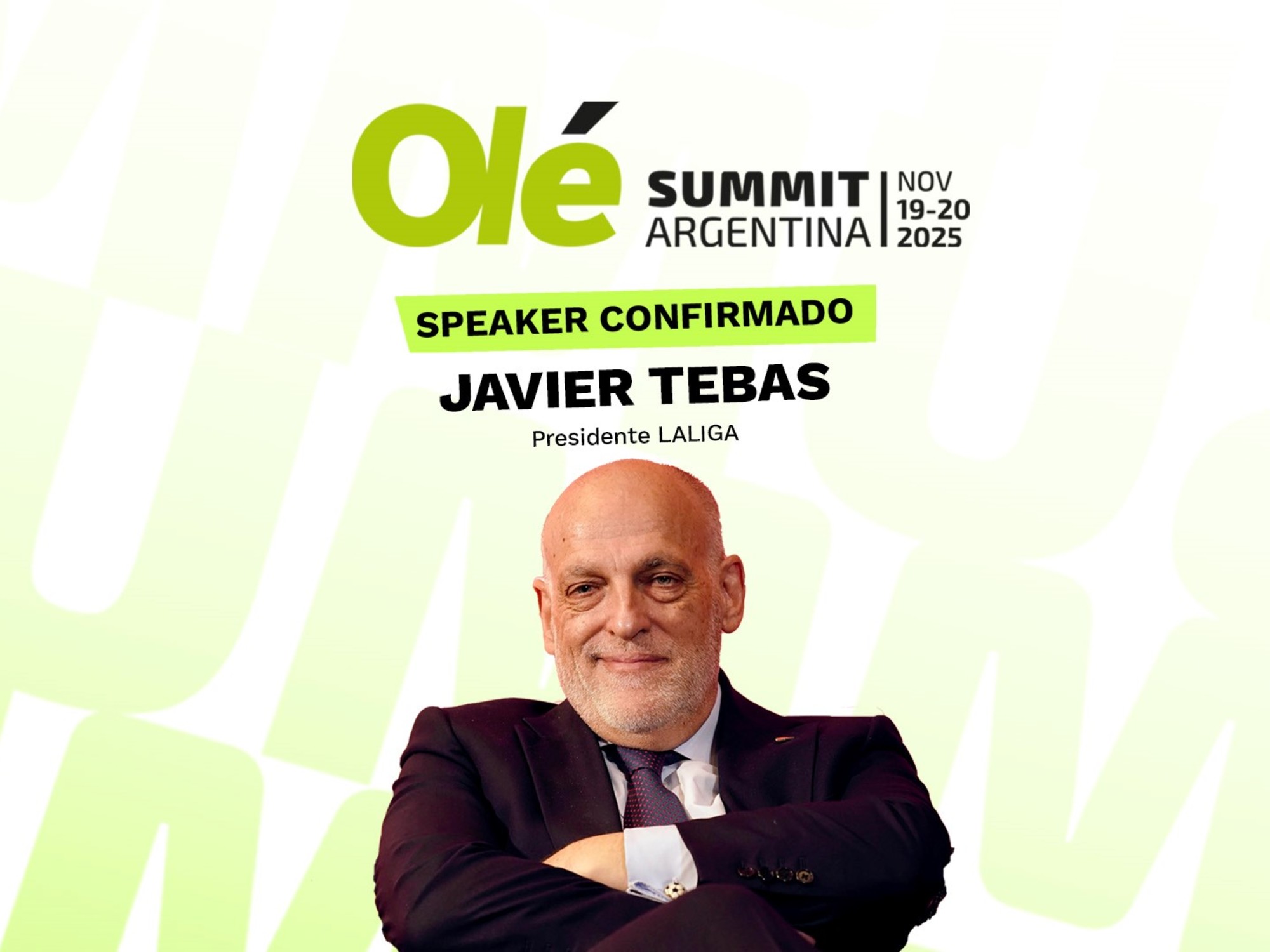 Javier Tebas, presidente de LaLiga, interviene en el Olé Summit 2025