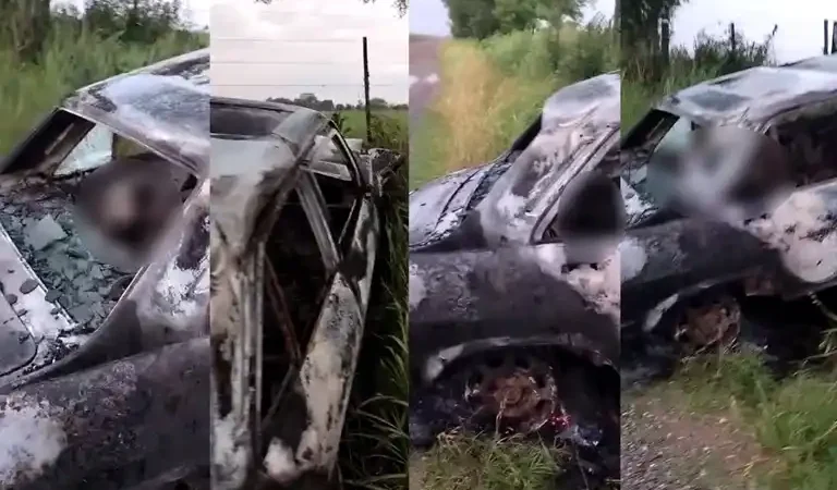 Se habría incendiado auto tras despistar en zona; habría víctima fatal